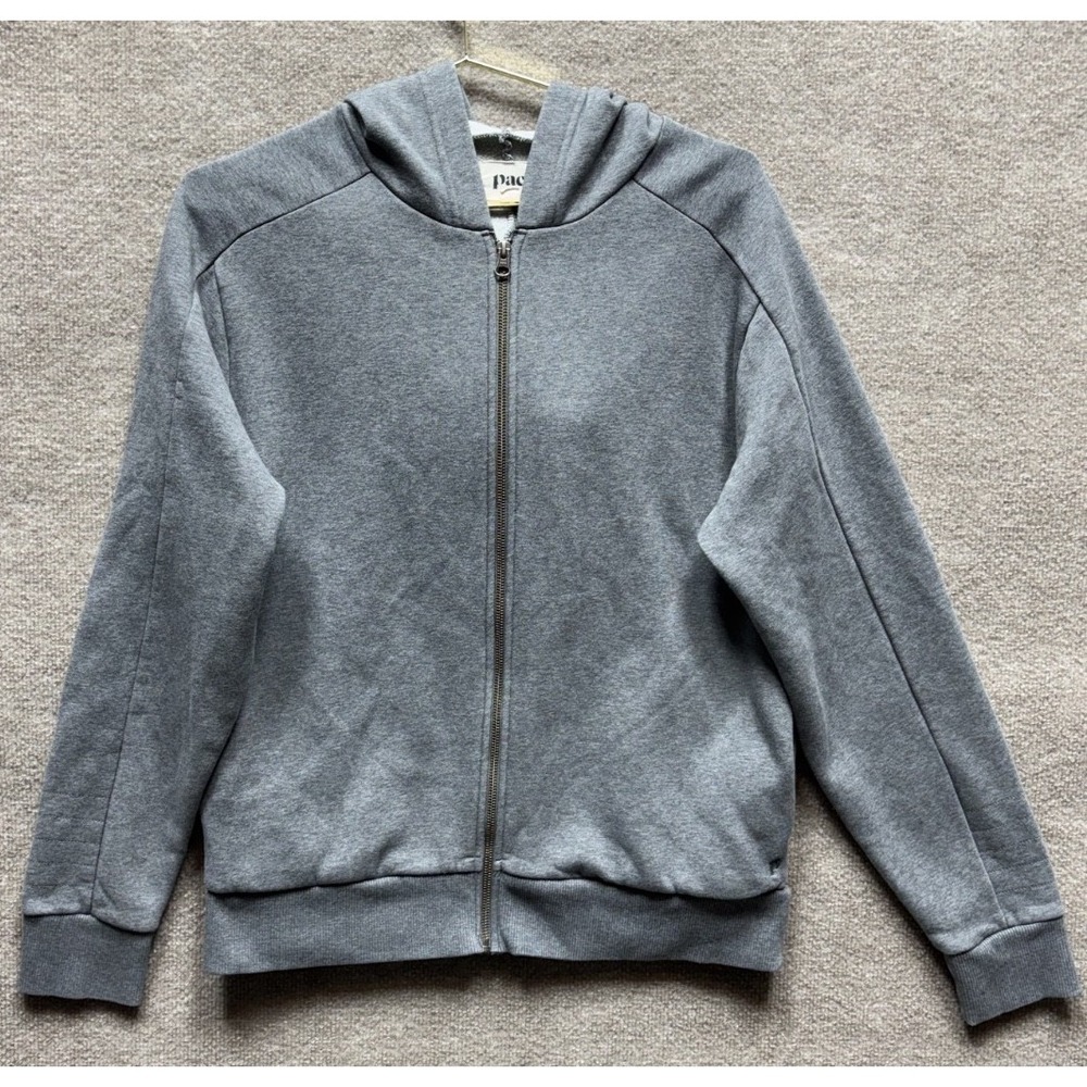 Pact Organic Full Zip Hoodie‎ Unisex Large Gray Organic EUC Adult Hoody Relaxed